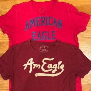 American Eagle T shirt Outfitters maroon mens XS teen boy appliqued wool vintage